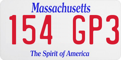 MA license plate 154GP3