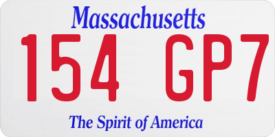 MA license plate 154GP7