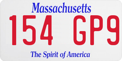 MA license plate 154GP9