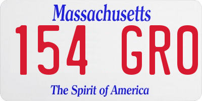 MA license plate 154GR0