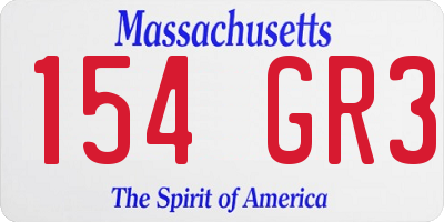 MA license plate 154GR3