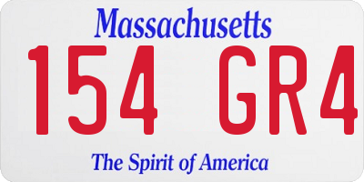 MA license plate 154GR4