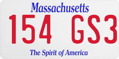 MA license plate 154GS3
