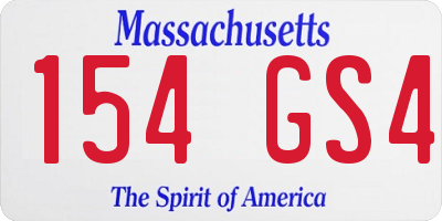 MA license plate 154GS4