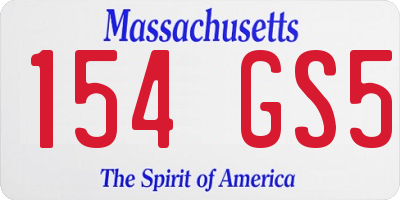 MA license plate 154GS5