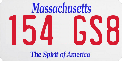 MA license plate 154GS8