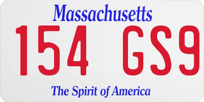 MA license plate 154GS9