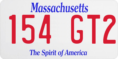 MA license plate 154GT2