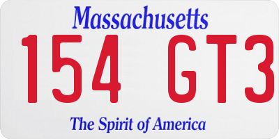 MA license plate 154GT3