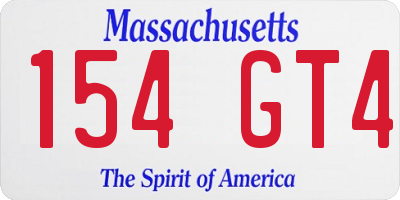 MA license plate 154GT4