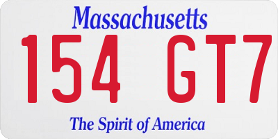 MA license plate 154GT7