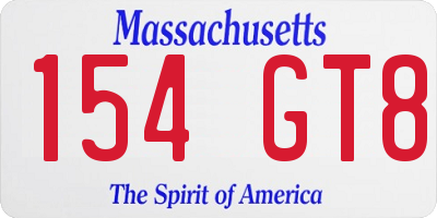 MA license plate 154GT8