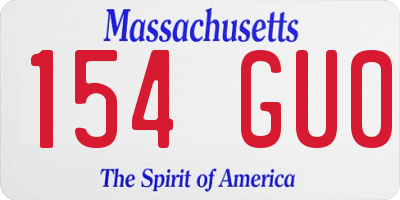 MA license plate 154GU0