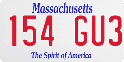 MA license plate 154GU3
