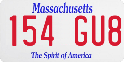 MA license plate 154GU8