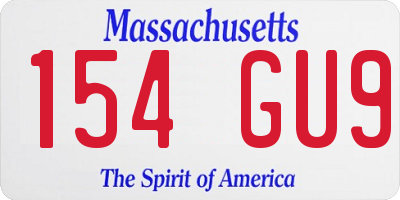 MA license plate 154GU9