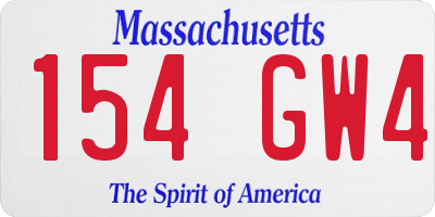 MA license plate 154GW4