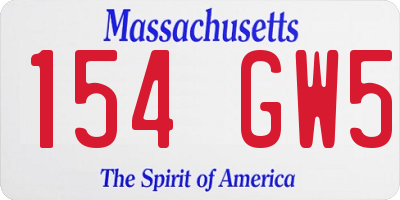 MA license plate 154GW5