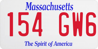 MA license plate 154GW6