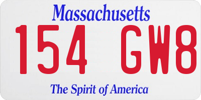 MA license plate 154GW8