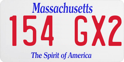 MA license plate 154GX2