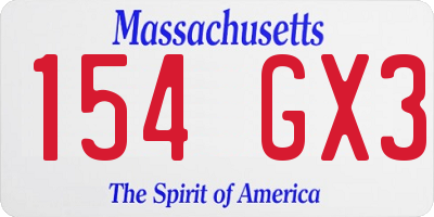 MA license plate 154GX3