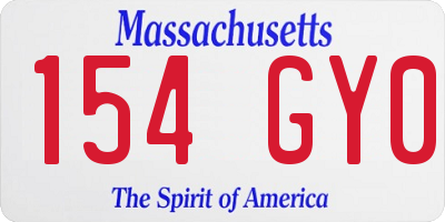 MA license plate 154GY0