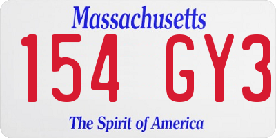 MA license plate 154GY3