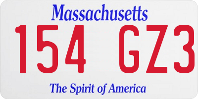 MA license plate 154GZ3