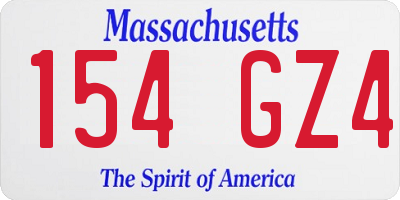 MA license plate 154GZ4