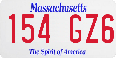 MA license plate 154GZ6