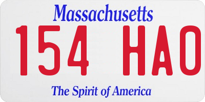 MA license plate 154HA0
