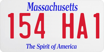 MA license plate 154HA1