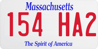 MA license plate 154HA2