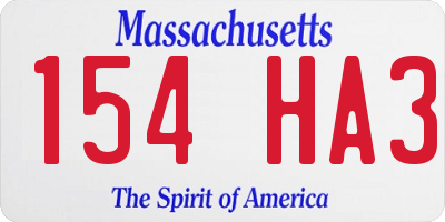 MA license plate 154HA3