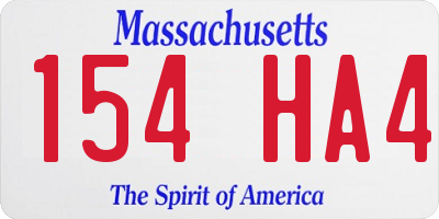 MA license plate 154HA4