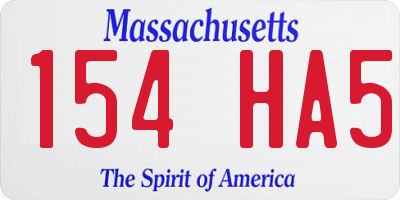 MA license plate 154HA5
