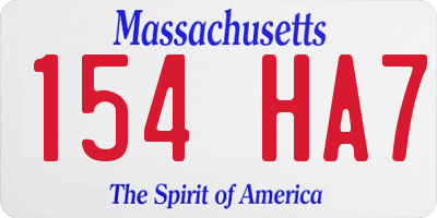 MA license plate 154HA7