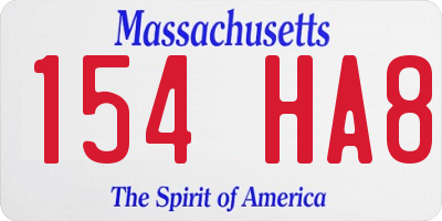 MA license plate 154HA8