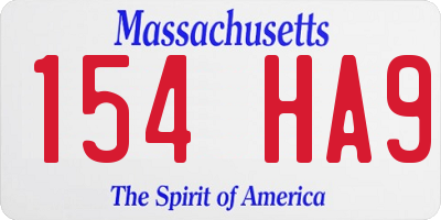 MA license plate 154HA9
