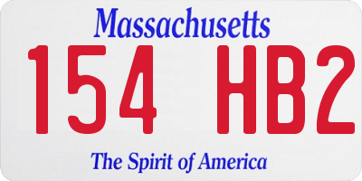MA license plate 154HB2