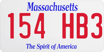 MA license plate 154HB3