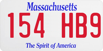 MA license plate 154HB9