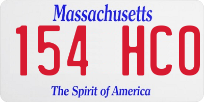 MA license plate 154HC0