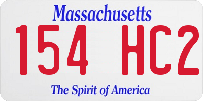 MA license plate 154HC2