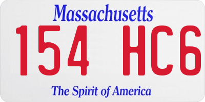 MA license plate 154HC6