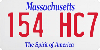 MA license plate 154HC7