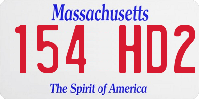 MA license plate 154HD2