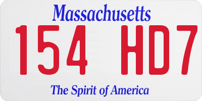 MA license plate 154HD7