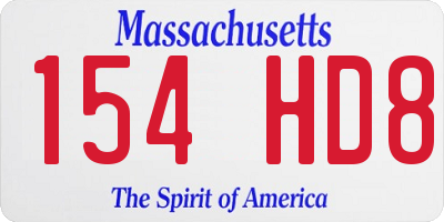 MA license plate 154HD8
